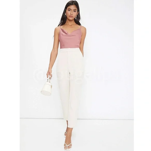 Pink Glamorous Cowl Neck Spaghetti Straps Camisole Top Cami, Draped - Picture 4 of 9